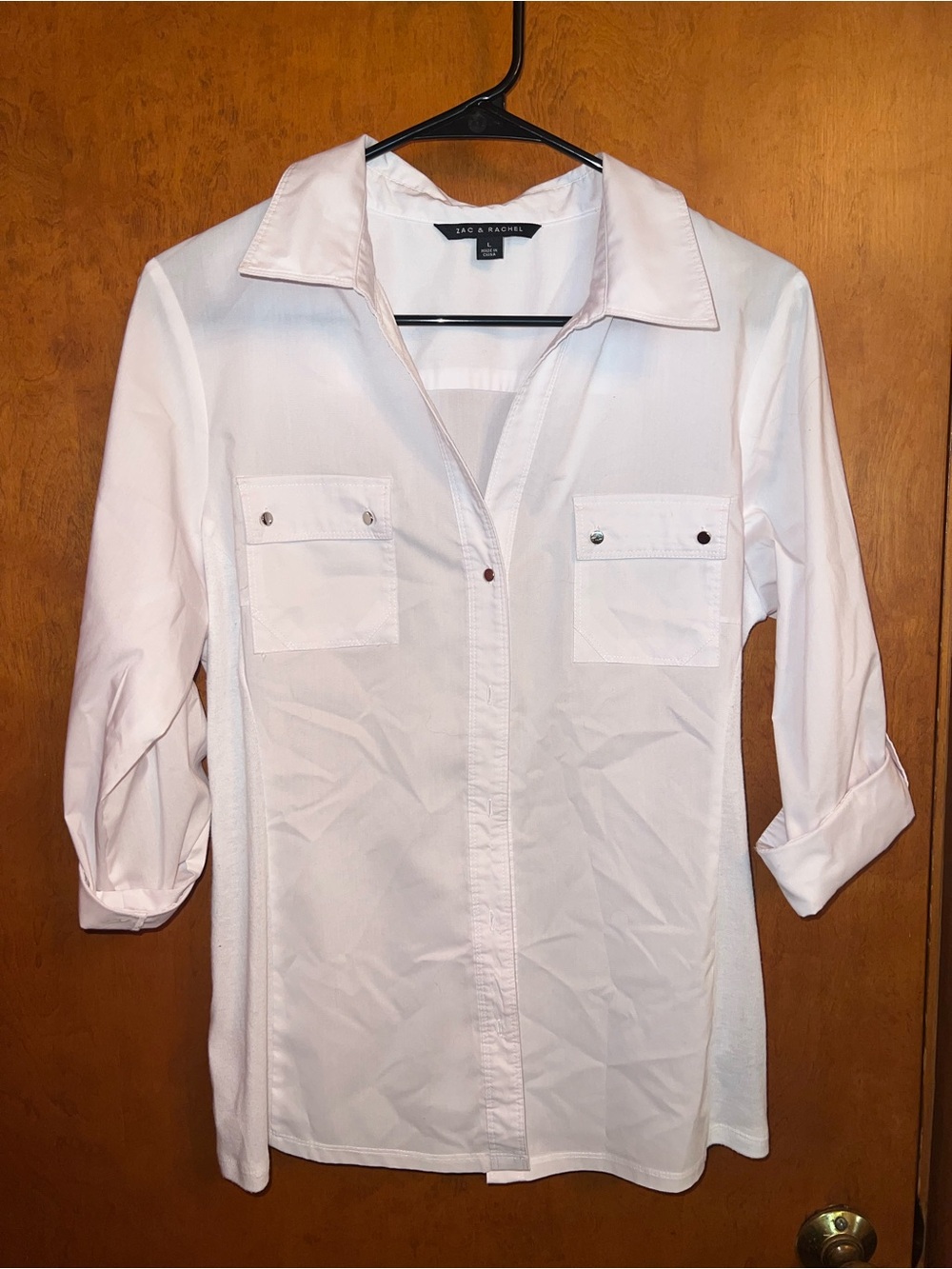 Zac & Rachel Pale Pink Utility Button-Down Blouse